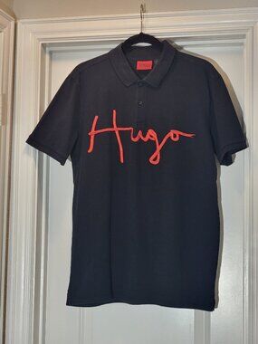 🖤 HUGO BOSS Dimlet Script Logo Polo Shirt – Black & Red – XL 🕺🏻🔥